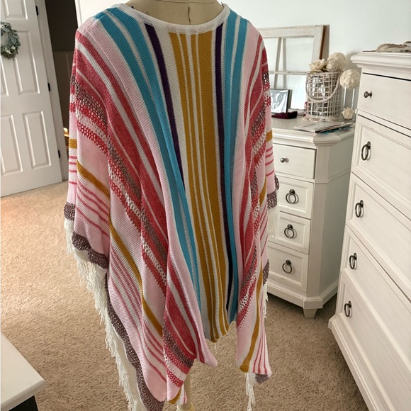 CUPSHE Blue and White Knit Poncho - Picture 2 of 4